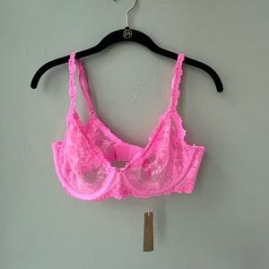 🌸SKIMS STRETCH LACE UNLINED DEMI BRA SUGAR PINK 44B